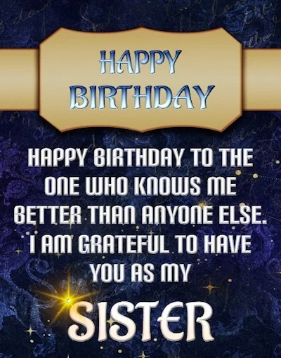 No One Knows Me Like You Sister Happy Birthday Images
